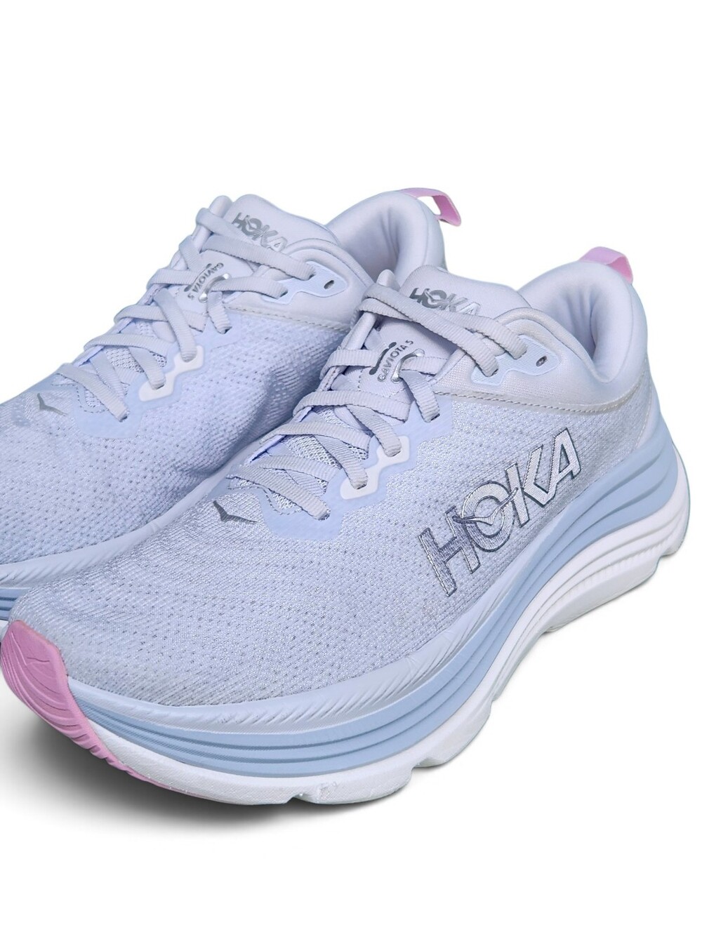 Hoka Gaviota 5 Women's White Light Blue Athletic Running Cushoned Sneakers Shoes - Picture 10 of 16